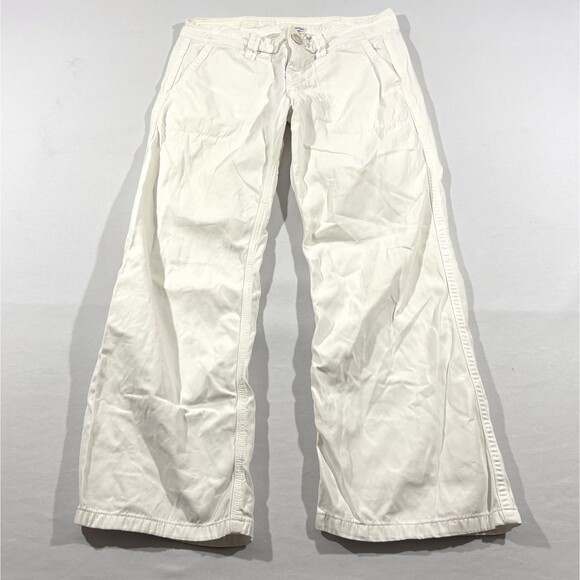 James Perse White Baggy Chino Wide Leg Flared Pants Y2K Cotton Trouser Sz 28 - Picture 1 of 14